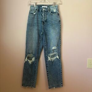 ❤️PacSun Blue Straight Leg Jeans with Distressed Details